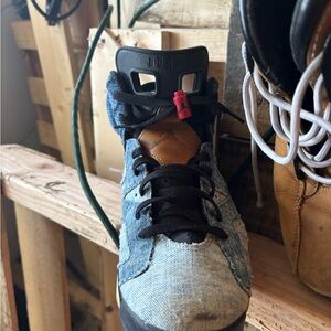 Stylish Denim and Leather High-Top Sneakers